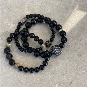 Black handmade bracelet set